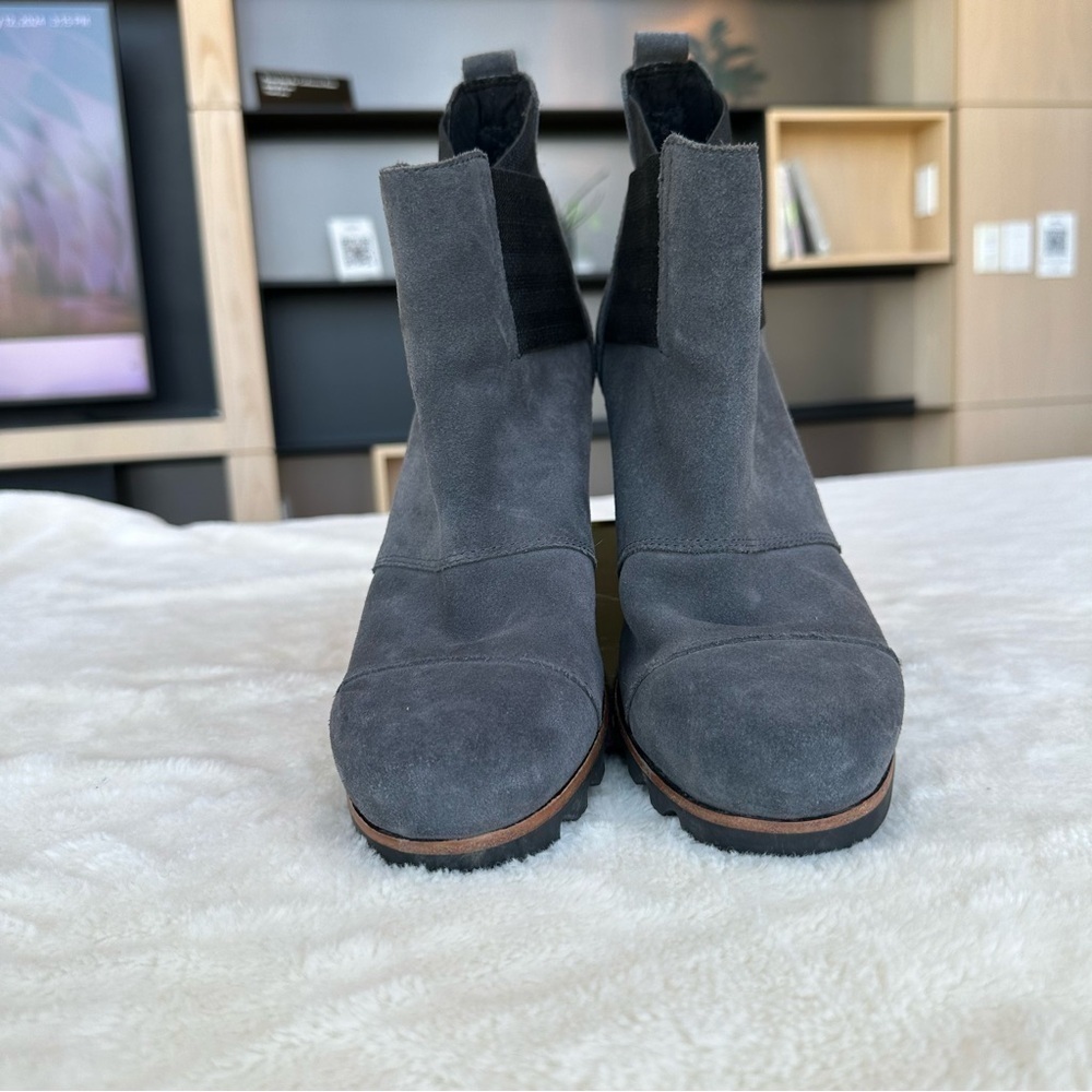 Sorel Addington 260 mm Chelsea Gray Stacked Suede Leather Boots EU 39.5 US 9 - Picture 4 of 16